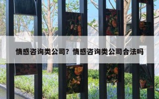 情感咨詢類公司？情感咨詢類公司合法嗎