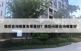 情感咨詢哪里有質量好？情感問題咨詢哪里好