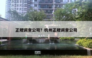 正規(guī)調(diào)查公司？杭州正規(guī)調(diào)查公司