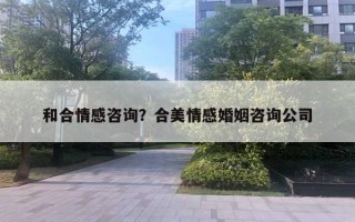 和合情感咨詢？合美情感婚姻咨詢公司