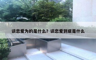 談戀愛為的是什么？談戀愛到底是什么