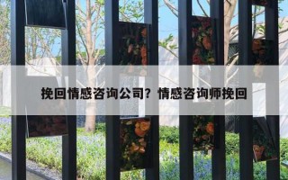 挽回情感咨詢公司？情感咨詢師挽回