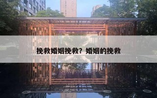 挽救婚姻挽救？婚姻的挽救